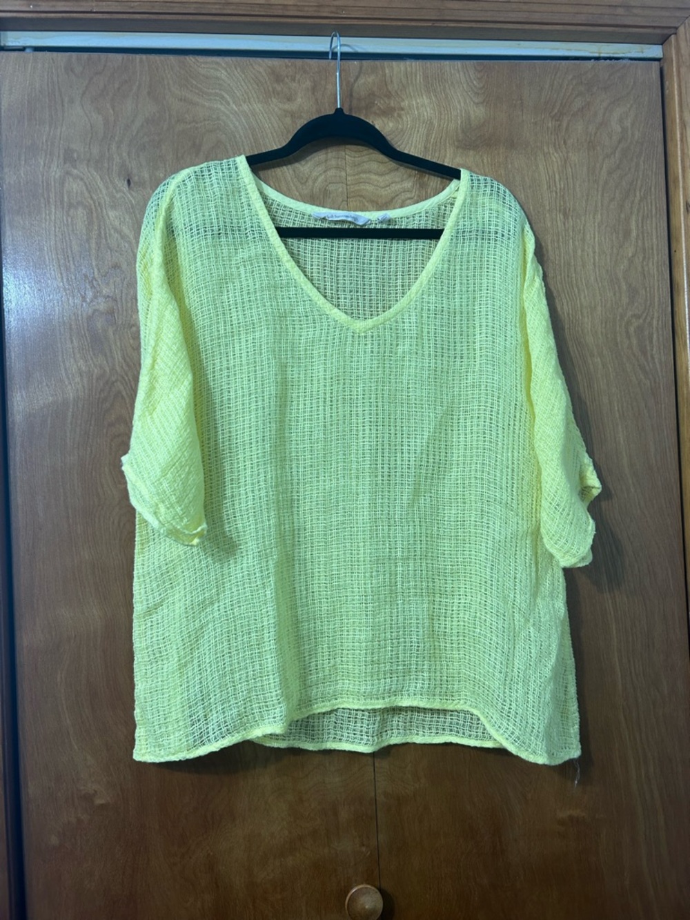 Soft Surroundings Yellow Sheer Open-Weave Top